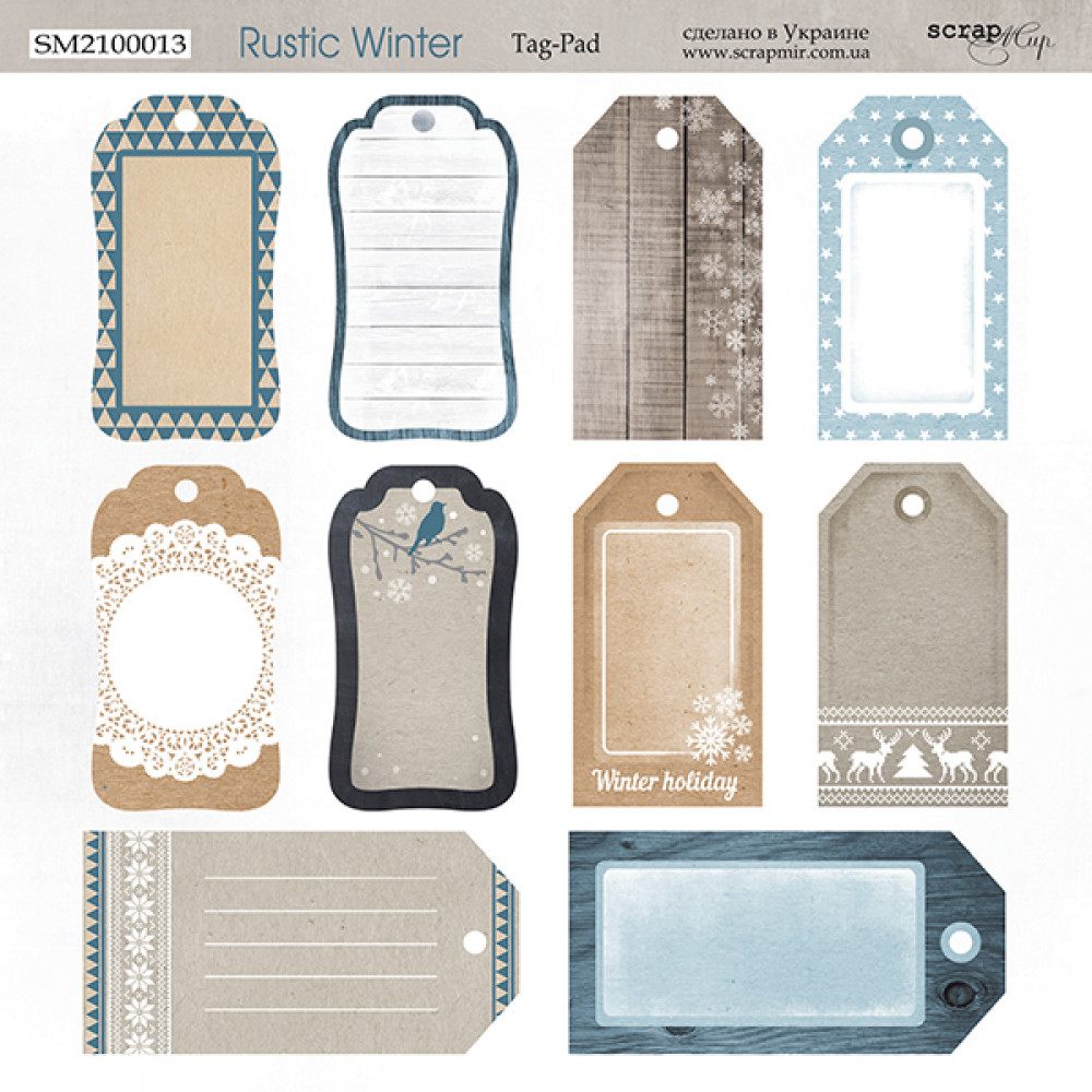 Лист двостороннього паперу 20х20см Tag-Pad від Scrapmir Rustic Winter 1шт