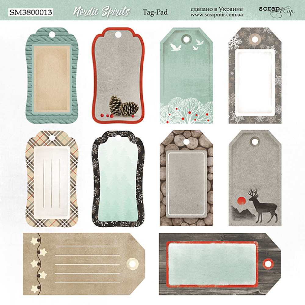 Лист двостороннього паперу 20х20см Tag-Pad від Scrapmir Nordic Spirits 1шт